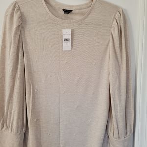 Ann Taylor long sleeve pearl embellished sweater